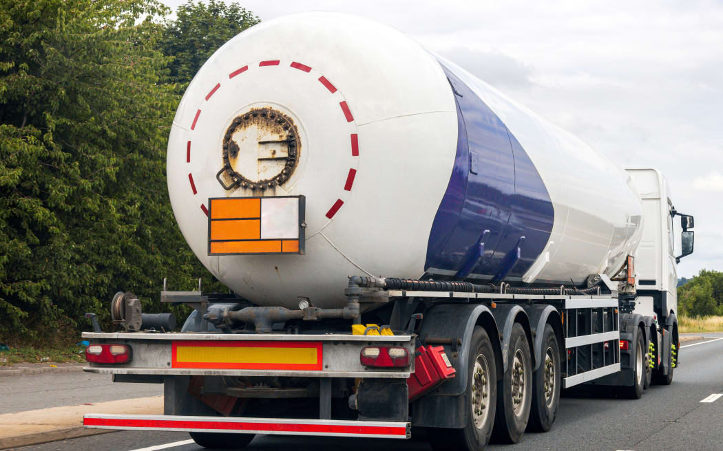 A tanker on a highway in the United Kingdom