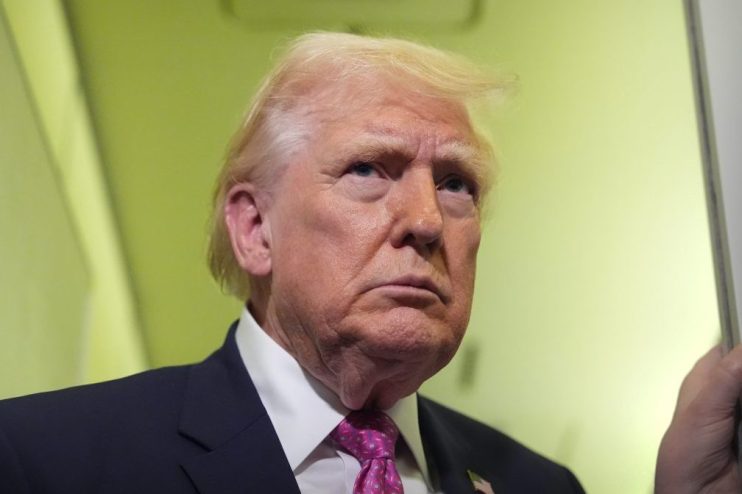 President Donald Trump speaks to the media during a critical phase of the Iran conflict, stressing military policy decisions